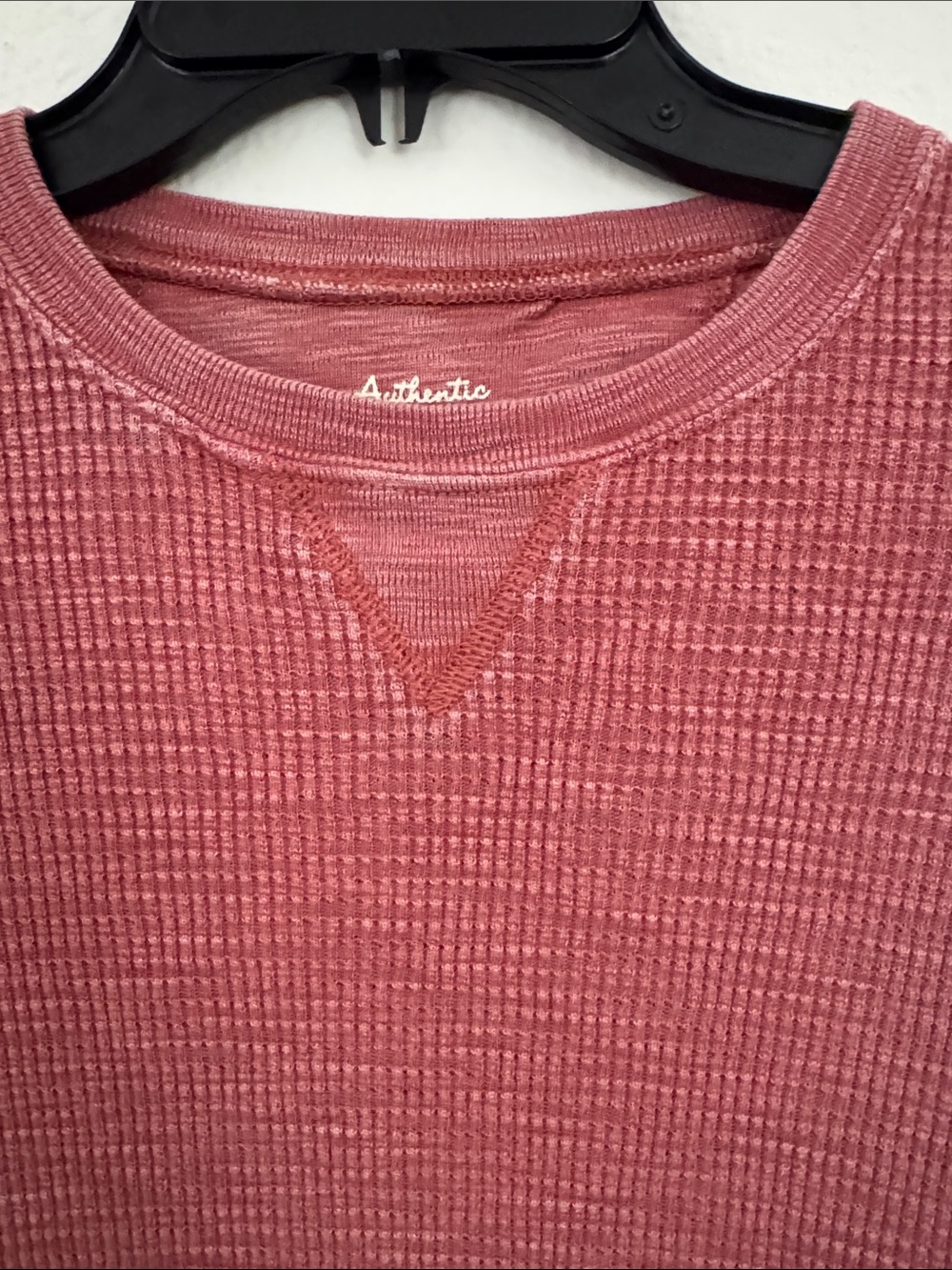 True Grit Waffle Knit Long Sleeve Top - Brick Red Vintage tone - Picture 4 of 7